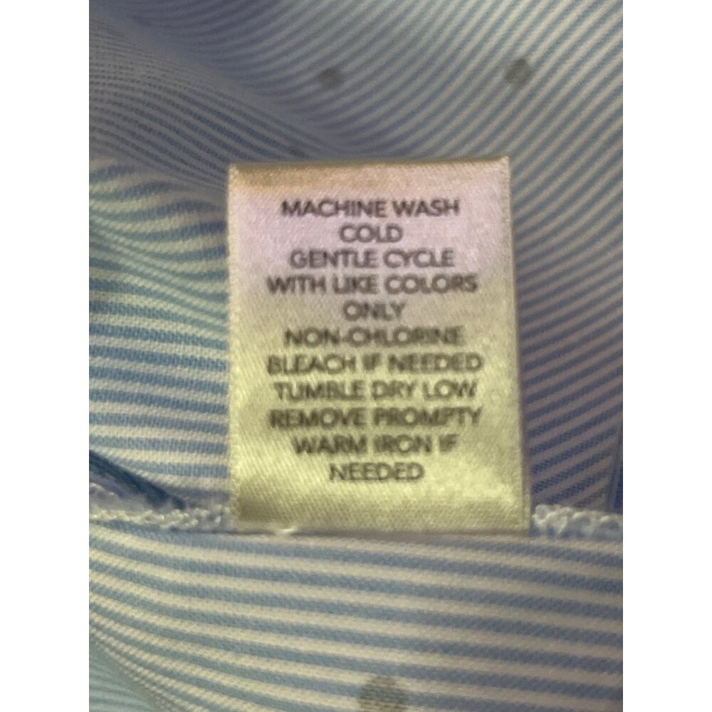 CJ Banks 1X Blue Striped Polka Dot Tie Front Blouse Used Sleeveless Casual - Picture 10 of 10